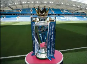  ?? (AFP) ?? The Premier League trophy. Liverpool are just two wins away from securing the title this year. They are 25 points clear at top of the table while Bournemout­h, Aston Villa and Norwich City are in the relegation places.