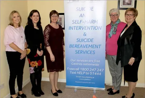  ??  ?? Staff of Pieta House in Wexford: Trish Martin, Sinead Kehoe, Frances Whelan, Sally Griffiths and Pauline Lawlor.