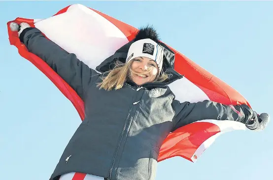  ??  ?? Die 20-jährige Katharina Gallhuber hat gute Aussichten, den Flaggenjub­el noch öfter ausüben zu dürfen.