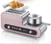  ??  ?? The Toaster functions both as a bread toaster and a fryer/steamer and comes with a small skillet to cook any breakfast meal
Pauline Songco with Angela Casco