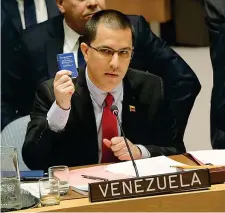 ??  ?? La carta Onu Il ministro degli Esteri venezuelan­o Jorge Arreaza