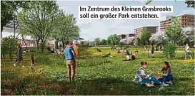  ??  ?? Im Zentrum des Kleinen Grasbrooks soll ein großer Park entstehen.