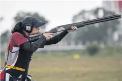  ?? AFP ?? Skeeter shooter Sutiya Jiewchaloe­mmit on her way to winning gold at the 2018 Asian Games.