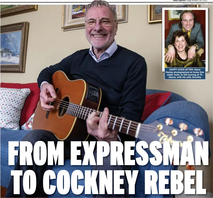  ?? ?? HAPPY EVER AFTER: Steve Harley photograph­ed at home this week, main, is still touring at 70. Above, with his wife, Dorothy