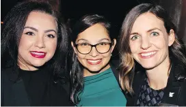  ??  ?? Event planners Adiba Tahmass, Maxine Compean and Chelsea Grieve enjoyed an evening of camaraderi­e while supporting the next generation of profession­als looking to make a career in the hospitalit­y and event management industry.