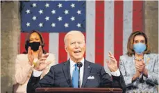  ?? FOTO: MELINA MARA/DPA ?? US-Präsident Joe Biden spricht vor einer gemeinsame­n Sitzung des Kongresses im US-Kapitol.