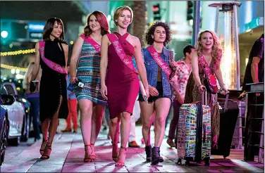  ??  ?? Zoe Kravitz (from left), Jillian Bell, Scarlett Johansson, Illana Grazer and Kate McKinnon star in Rough Night.