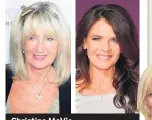  ??  ?? Christine McVie, Annabel Croft and right, Gaby Roslin