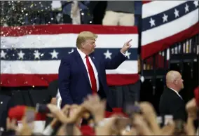  ?? JIM MONE ?? President Donald Trump arrives at a campaign rally Thursday, Oct. 10, 2019, in Minneapoli­s.