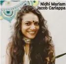  ??  ?? Nidhi Mariam Jacob Cariappa