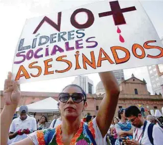  ?? JUAN PABLO RUEDA ?? Varias marchas se han realizado en el país para denunciar los crímenes contra líderes.