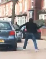  ??  ?? Initial assault: Hammer attacker strikes