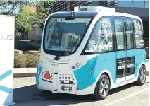  ??  ?? The NAYVA-built Keolis-operated autonomous shuttle.