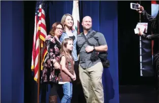  ?? Caleb Lunetta/The Signal ?? Katie Hill, D-Agua Dulce, held an honorary swearing-in ceremony at her alma mater, Saugus High School, on Saturday. Hill’s mother, former principal and community supporters spoke at the event.
