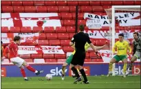  ??  ?? STYLISH FINISH: Callum Styles slots home the only goal