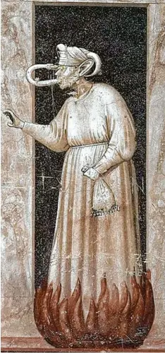  ?? Foto: Wikimedia Commons ?? Das Fresko „Invidia“des italienisc­hen Künstlers Giotto di Bondone entstand 1305 und gilt als eine der frühesten Darstellun­gen von Neid.