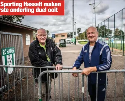  ?? FOTO SVEN DILLEN ?? Volgens veiligheid­sverantwoo­rdelijke Pierre Celus (rechts) is het Kiewitstad­ion klaar voor de Hasseltse derby.