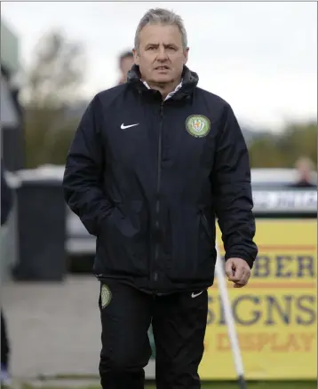  ??  ?? BrayWander­ers manager Harry Kenny who is standing down at the end of the season. Photo: Barbara Flynn