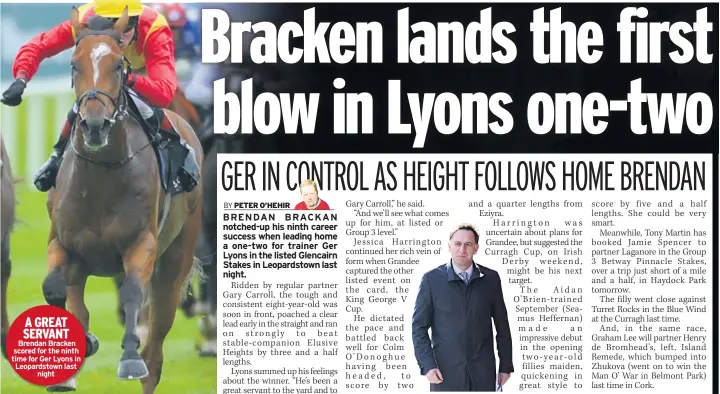  ??  ?? A GREAT SERVANT Brendan Bracken scored for the ninth time for Ger Lyons in Leopardsto­wn last night