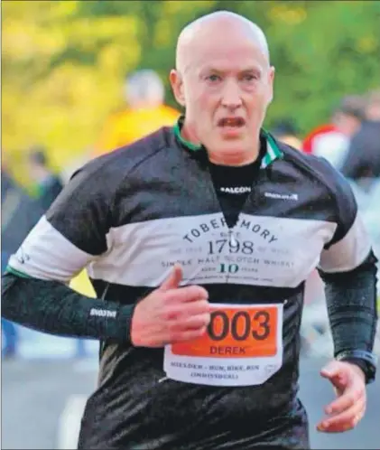 ??  ?? Derek Laidler is planning to run the Glencoe marathon and take part in a 150-mile cycle challenge … despite having a hip replaced in 2016.