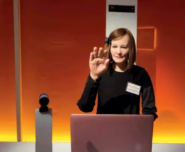  ??  ?? MEET NADINE This social robot greets visitors at the end of the Human+ exhibition in the Artscience Museum