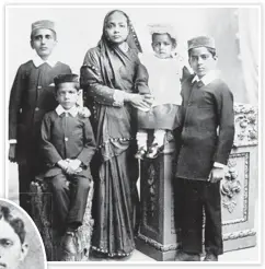  ?? Kasturba with her four sons including Harilal (far right) in South Africa, 1903; (Below) A portrait of Harilal dated 1910.
NATIONAL GANDHI MUSEUM; WIKIMEDIA COMMONS/ NIZIL SHAH ?? ■