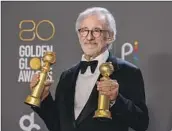  ?? Allen J. Schaben Los Angeles Times ?? STEVEN SPIELBERG, who won two Golden Globes Tuesday, was one of the show’s high-wattage stars.