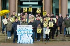  ?? ?? Tax freeze Stuart McMillan with Humza Yousaf in Greenock recently. Picture: Alex Craig