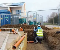  ??  ?? Above: Belowgroun­d drainage should all be surrounded with pea shingle to protect the pipework – as shown in this image from the Build It Education House project (get the latest update on our real-life scheme on page 60)