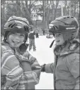  ?? COLIN CHISHOLM ?? Hannah Crossley (left), Grade 4, and Zanna McKinnon, Grade 4, play some tag at the Hantsport rink.