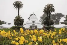  ?? Jessica Christian / The Chronicle ?? Lowincome families can now visit the Conservato­ry of Flowers in Golden Gate Park, shown in April, for free.