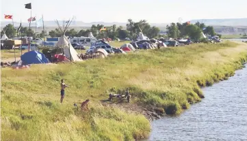  ??  ?? This file photo taken on Sept 3, 2016 shows the protest encampment near Cannon Ball, North Dakota where members of some 200 Native American tribes from across the US and Canada have gathered to lend their support to the Standing Rock Sioux Tribe’s...