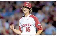  ?? NWA Democrat-Gazette/ANDY SHUPE ?? Junior Blaine Knight will be Arkansas’ starting pitcher in the Razorbacks’ opening game of the NCAA regional against Oral Roberts on Friday at Baum Stadium in Fayettevil­le.
