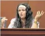  ??  ?? Samantha Lee Williams testifies during a hearing in Aguirre’s case in 2013. His defense argues that she may be the real killer.