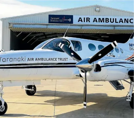  ?? SUPPLIED. ?? The Taranaki Air Ambulance Trust’s existing plane, a Cessna 421C, outside the hangar.