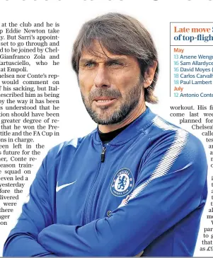  ??  ?? Out: Antonio Conte has been sacked