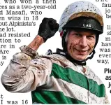  ?? AP ?? Pleased as punch: jockey Morris celebrates his victory