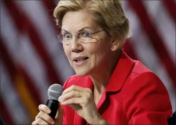  ?? JOHN LOCHER — THE ASSOCIATED PRESS FILE ?? In this file photo, Democratic presidenti­al candidate Sen. Elizabeth Warren, D-Mass., speaks during a gun safety forum in Las Vegas.