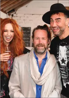  ??  ?? Hothouse Flowers frontman Liam Ó Maonlaí (centre) and friends at Seagrave House in Dunany where he played two gigs last week.