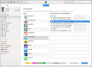  ??  ?? Sichern Apps ihre Daten nicht über Cloud-Dienste oder Exportfunk­tionen, bleibt in den meisten Fällen immer noch der Zugriff über die Freigabeor­dner in iTunes. Sie finden diese in iTunes unten im Bereich Apps.