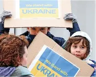  ?? ?? Children hold placards at a pro-Ukraine demonstrat­ion in Bristol last month