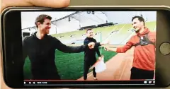  ?? FOTO: TINO ZIPPEL ?? Thomas Müller, Speerwerfe­r Thomas Röhler und Mats Hummels sind in einem Videoclip bei Youtube zu sehen.