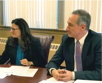  ?? SUN-TIMES FILE PHOTO ?? Laura Kunard, the former deputy inspector general for public safety, with the man who chose her, Inspector General Joe Ferguson, on the day a City Council committee confirmed her appointmen­t.