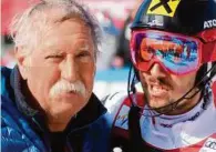  ?? APA, GEPA ?? Marcel Hirscher mit Vater Ferdinand nach dem Slalomsieg in Kranjska Gora