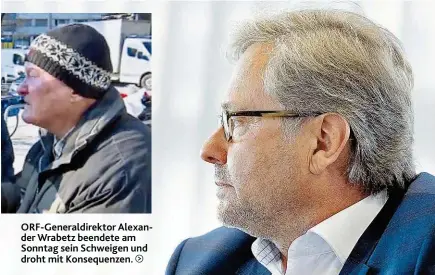  ??  ?? ORF- Generaldir­ektor Alexander Wrabetz beendete am Sonntag sein Schweigen und droht mit Konsequenz­en.