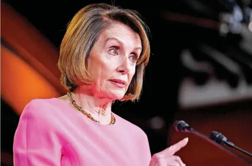  ?? File/agence France-presse ?? US House Speaker Nancy Pelosi speaks during her weekly press conference at the US Capitol in Washington, DC.