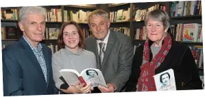  ??  ?? Memories: Author Clodagh Finn, second left, with Ronald Friend, who Mary saved as a child, and Mary’s children Caroline and Patrick Danjou