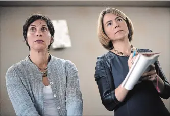 ?? PAUL SANCYA THE ASSOCIATED PRESS FILE PHOTO ?? Leilani Farha, UN special rapporteur on the right to housing, left, shown with human rights expert Catarina de Albuquerqu­e in 2014, says her support for the federal government’s housing strategy is falling.