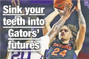  ?? ?? RILEY GOOD: With Riley Kugel (above) elevating to star status, a nice mix of returning players and portal pickups, and an up-and-coming coach, the Florida Gators are Michael Calabrese’s choice to win the NIT Season Tip-Off and for other futures bets.