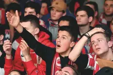  ?? AFP ?? Croatian supporters react in shock during the final against France. Croatia’s first World Cup final did not go according to plans as they lost to France 2-4.